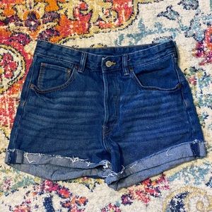 H&M Denim Shorts, High Waist, Raw Hem | Sz 8
